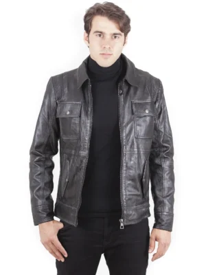 Clark Men's Motorcycle Leather - Black - Full‑Grain
