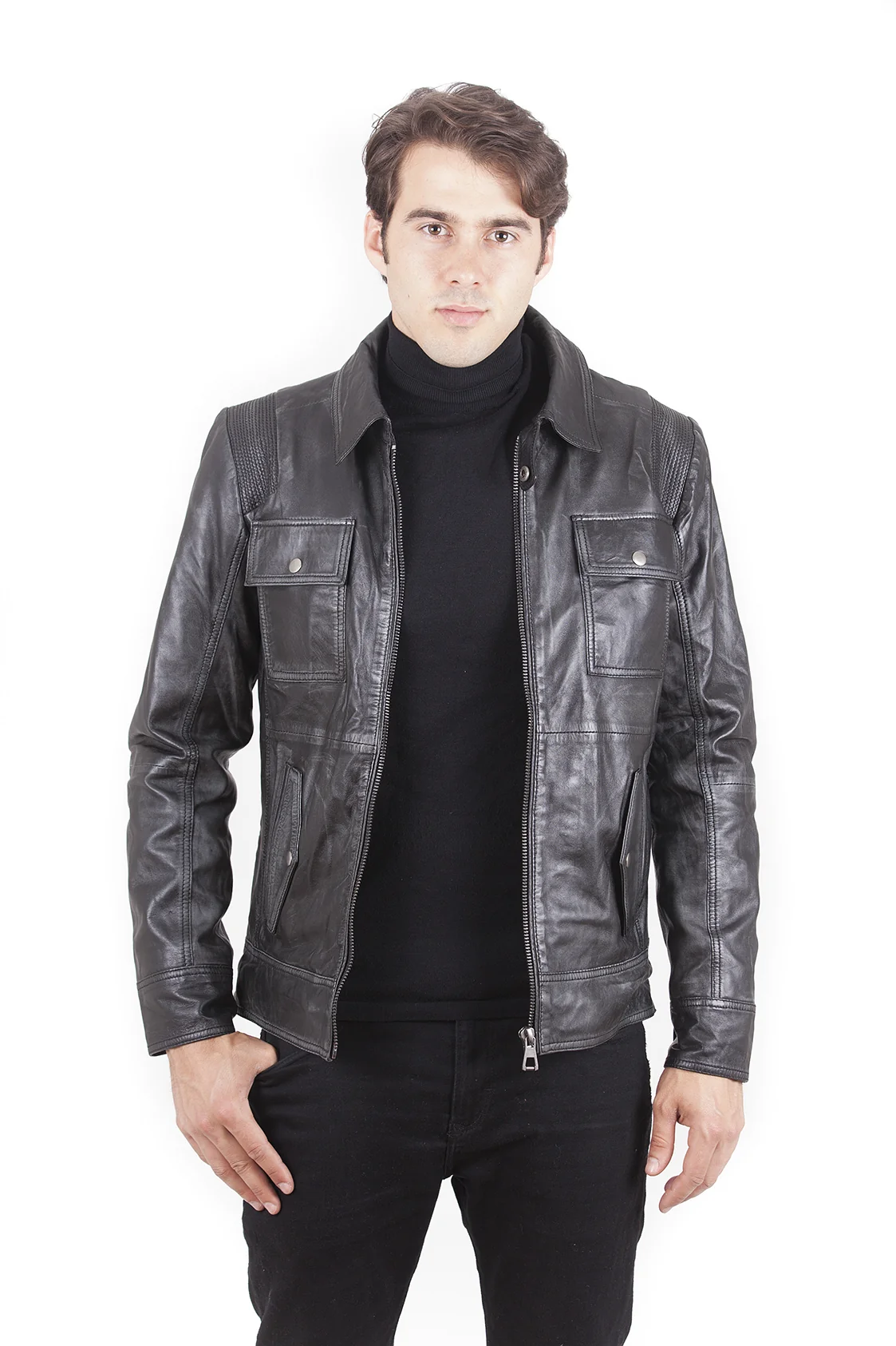 Clark Men's Motorcycle Leather - Black - Full‑Grain