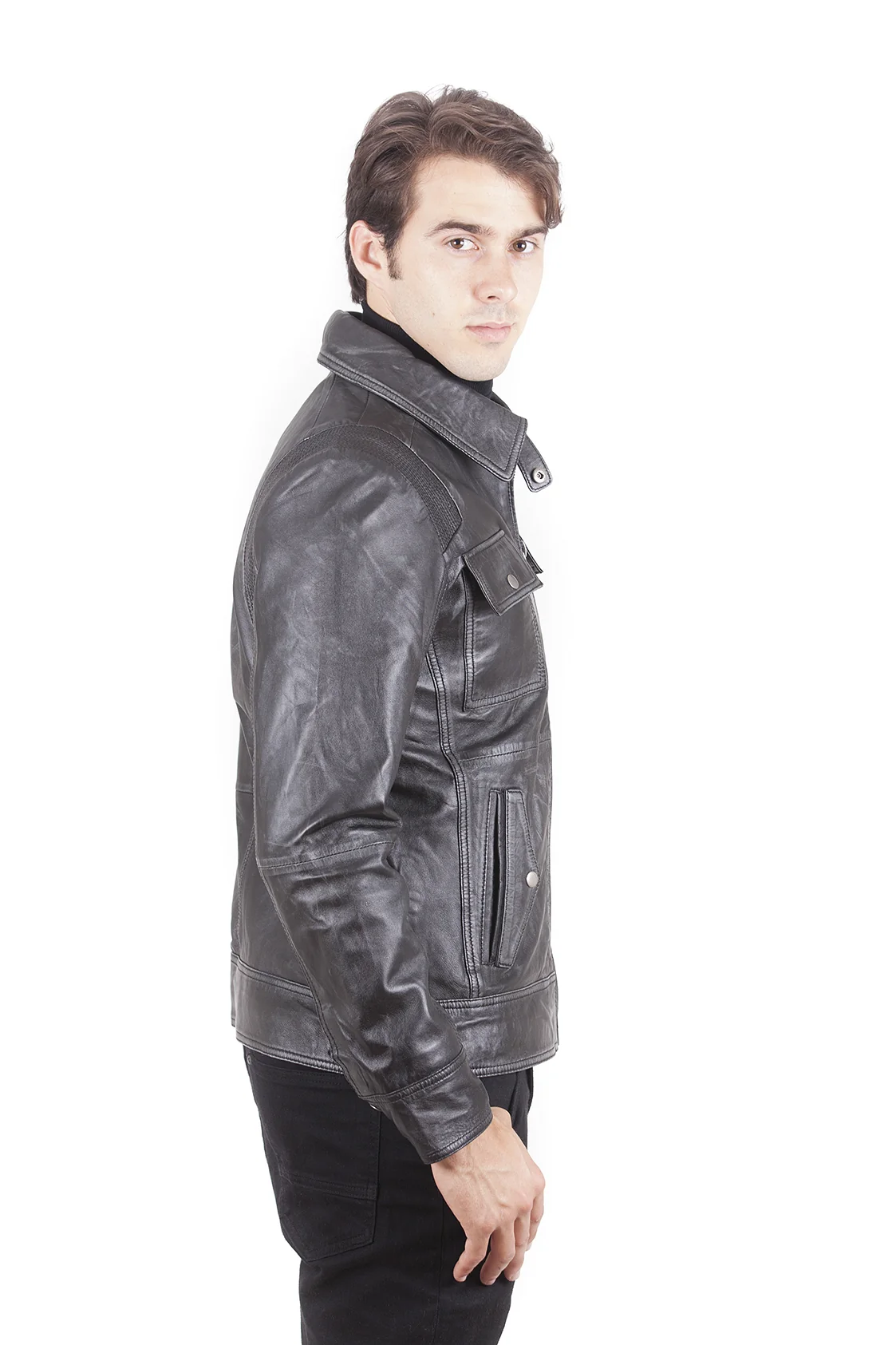 Clark Men's Motorcycle Leather - Black - Full‑Grain - Image 2