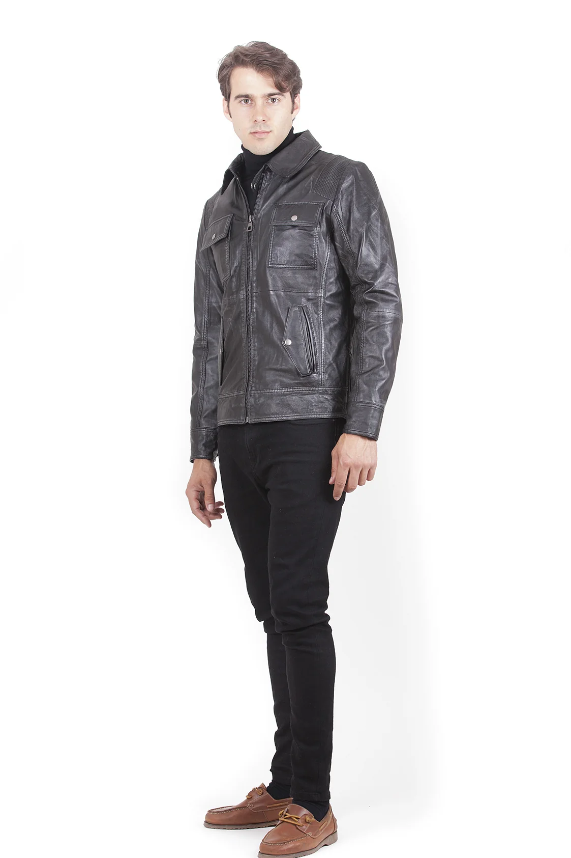 Clark Men's Motorcycle Leather - Black - Full‑Grain - Image 4