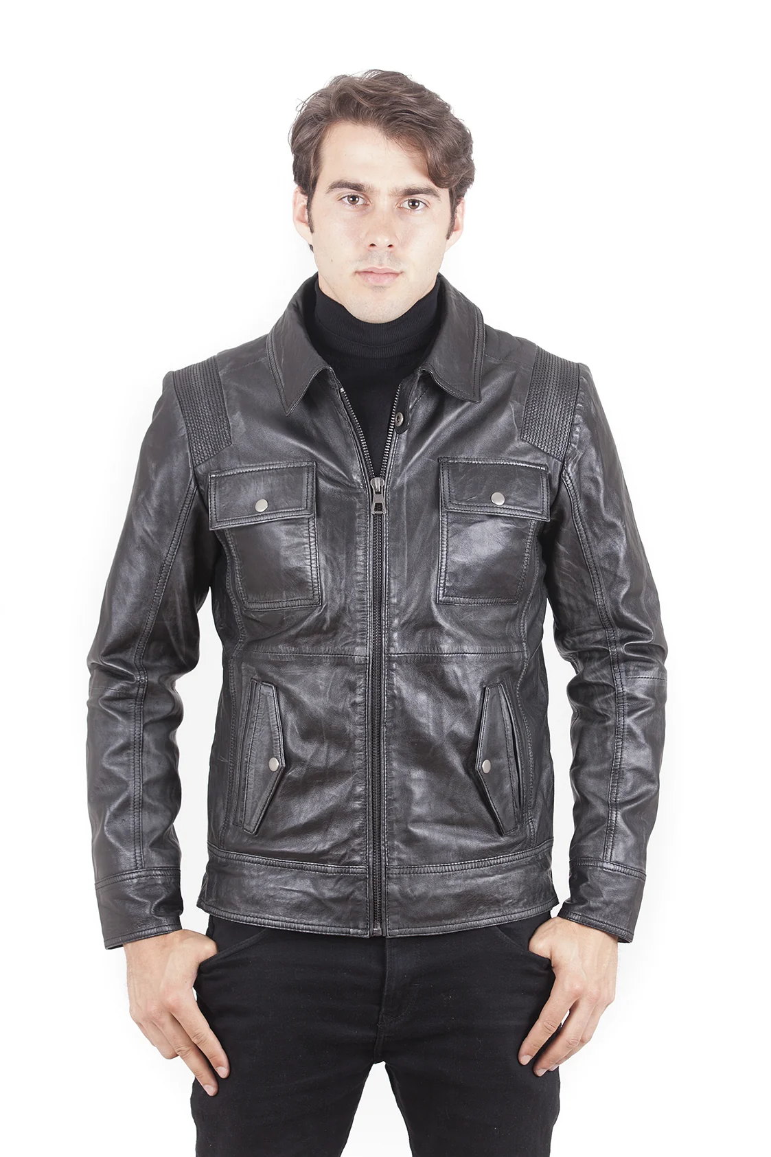Clark Men's Motorcycle Leather - Black - Full‑Grain - Image 5