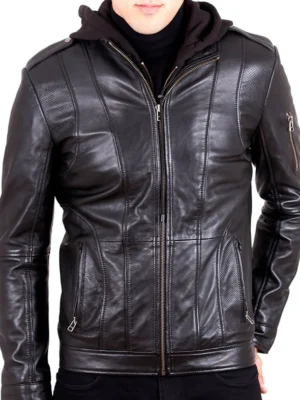 Coley Men's Motorcycle Leather - Black - Full‑Grain