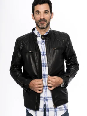 David  Men's Motorcycle Leather - Black - Full‑Grain