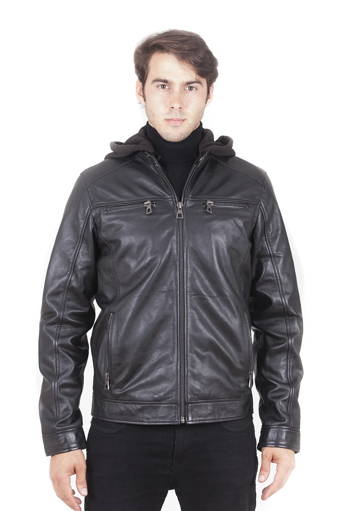 Heath Men's Motorcycle Leather - Black - Full‑Grain