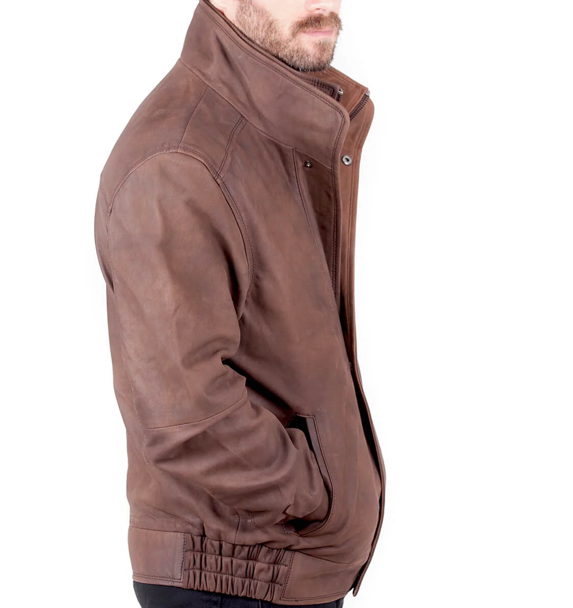 Jude Men's Coat Leather - Brown - Full‑Grain - Image 4