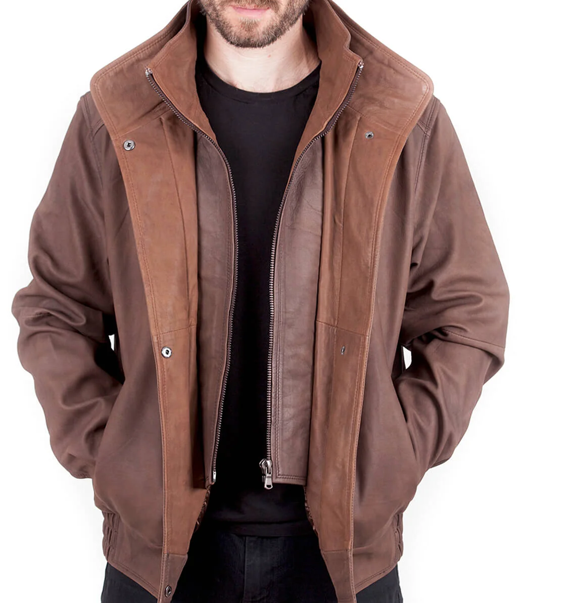 Jude Men's Coat Leather - Brown - Full‑Grain - Image 2