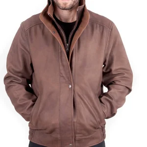 Jude Men's Coat Leather - Brown - Full‑Grain