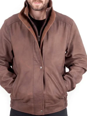 Jude Men's Coat Leather - Brown - Full‑Grain