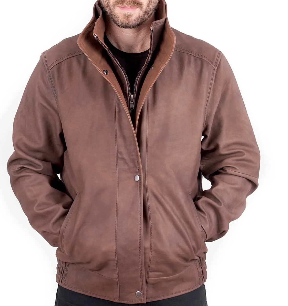 Jude Men's Coat Leather - Brown - Full‑Grain