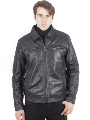 Kyle Men's Flight Aviator Leather - Black - Full‑Grain