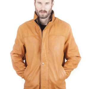 Clark Men's Motorcycle Leather - Cognac - Full‑Grain