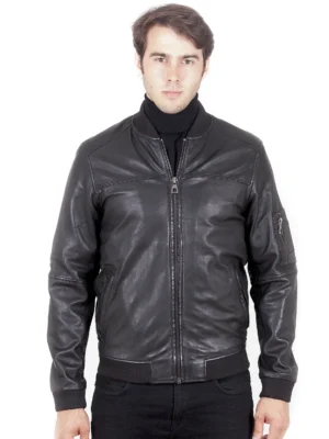 Rocky Men's Bomber Leather - Black - Full‑Grain