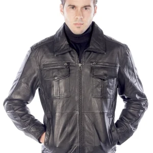 Roman Men's Fur Collar Leather - Brown - Full‑Grain
